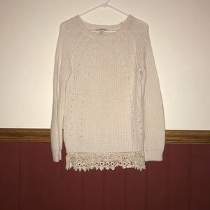Lace cream sweater
